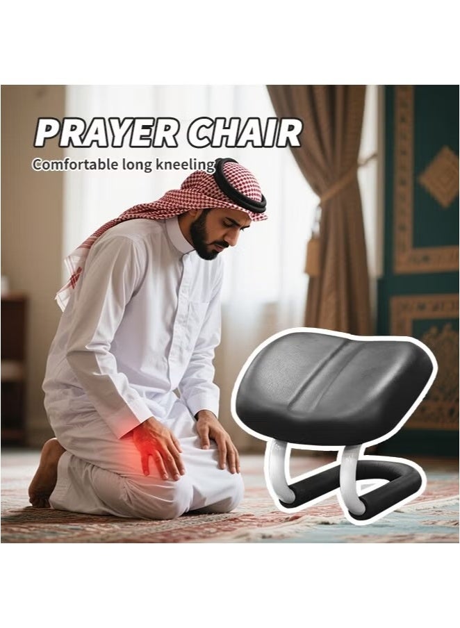 كرسي السجود المحمول كرسي الصلاة ، كرسي التأمل ارتفاع قابل للتعديل ، كرسي اليوغا كرسي مع وسادة لينة ، كرسي الصلاة Sujood ، كرسي دعم السجود للمنزل والمكتب والمسجد والسفر باللون الأسود - Image 2